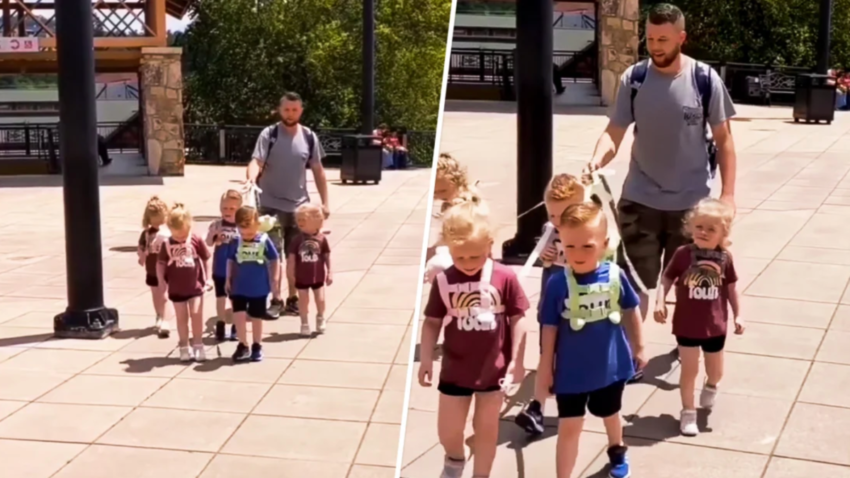 Kentucky Dad of Quintuplets Shamed for Walking His Kids on a Leash: 'They Are Humans, Not Dogs'